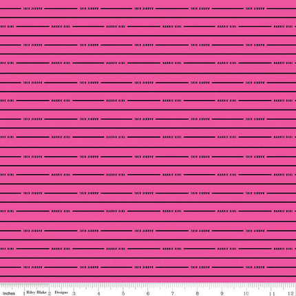 Barbie™ Girl Stripe Hot Pink Cotton Fabric
