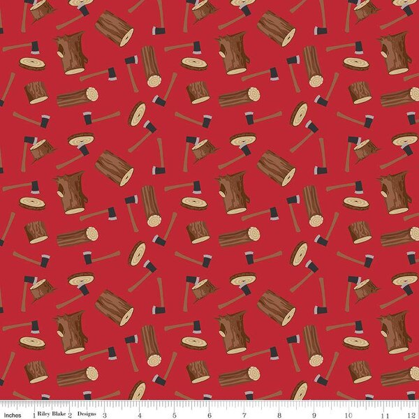 Handmade Placemat Or Table Runner Woodsman Wood Axe Red