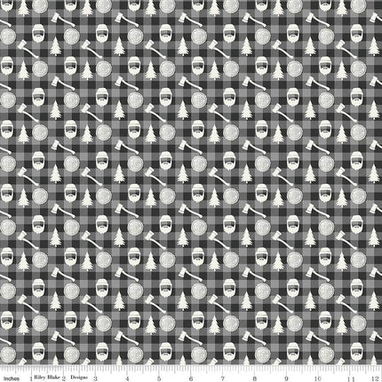 Woodsman Lumberjack Plaid Black Cotton Fabric