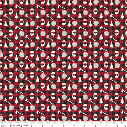 Woodsman Lumberjack Plaid Red/Black Cotton Fabric