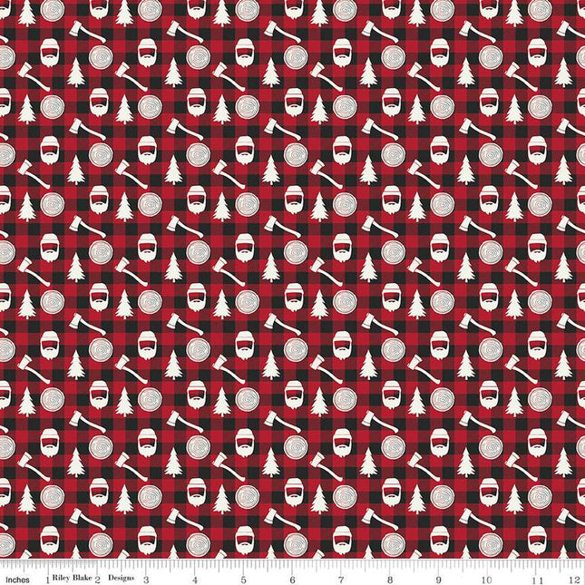 Woodsman Lumberjack Plaid Red/Black Cotton Fabric