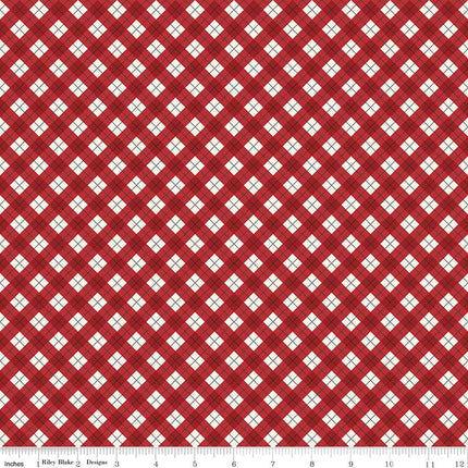 Woodsman Bias Plaid Red Cotton Fabric