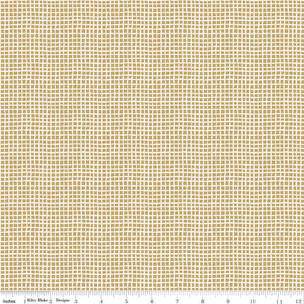 'Round the Mountain Wonky Gingham Curry Cotton Fabric