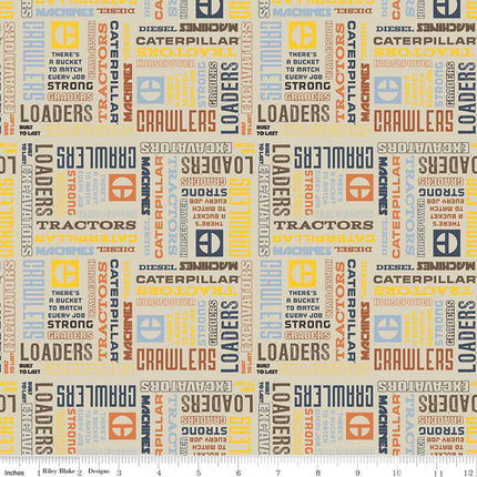 Vintage Caterpillar® Text Sand Cotton Fabric