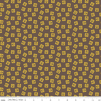 Vintage Caterpillar® Vintage Logo Toss Brown Cotton Fabric