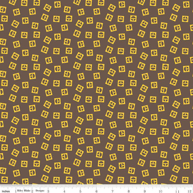 Vintage Caterpillar® Vintage Logo Toss Brown Cotton Fabric