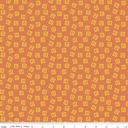 Vintage Caterpillar® Vintage Logo Toss Orange Cotton Fabric