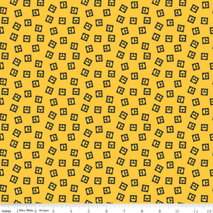 Vintage Caterpillar® Vintage Logo Toss Yellow Cotton Fabric