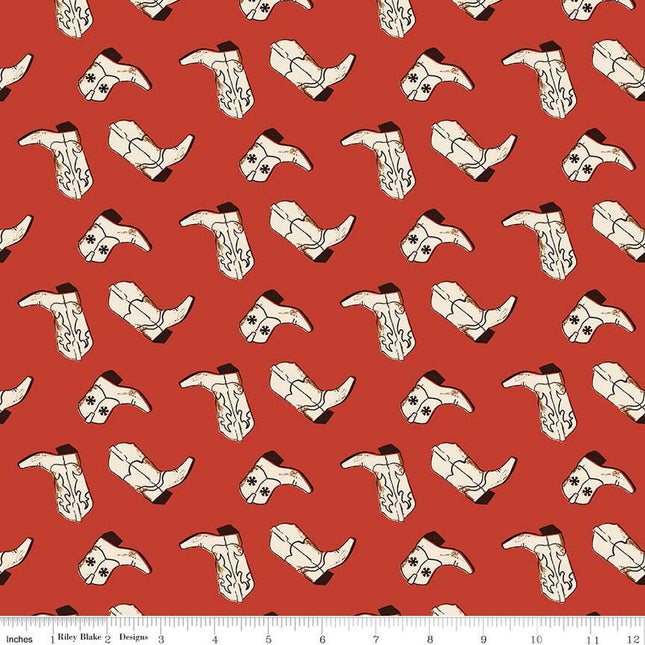 Double Sided Cotton Blanket - Wild Rose Boots Red Cotton