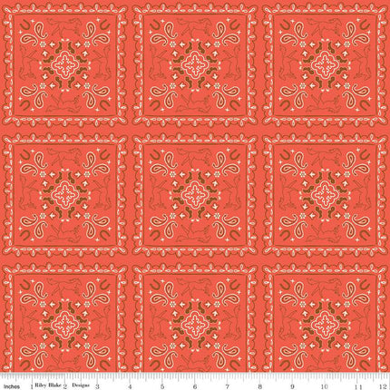 Wild Rose Bandanas Cayenne Cotton Fabric