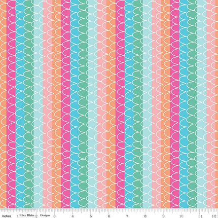 Handmade Valance or Curtain Panel Mer-Mazing Scale Stripes Multi