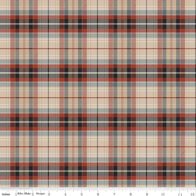 John Wayne Courage Plaid Sand Cotton Fabric