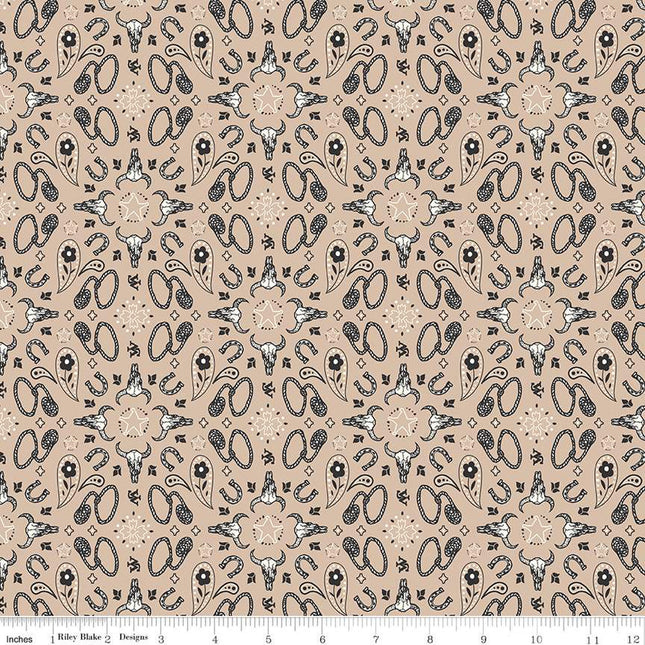 John Wayne Courage Bandana Sand Cotton Fabric