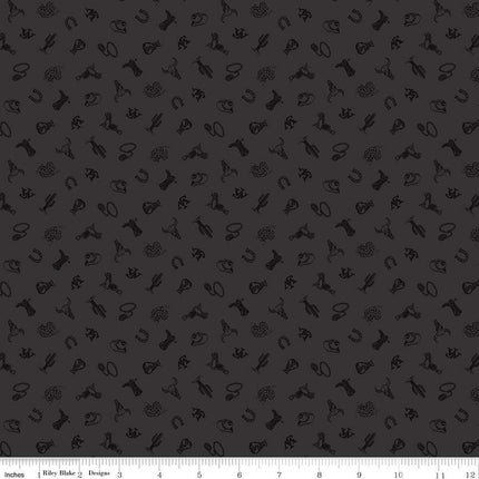 John Wayne Courage Icons Charcoal Cotton Fabric