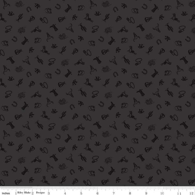 John Wayne Courage Icons Charcoal Cotton Fabric