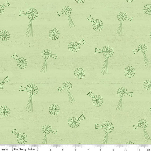 Table Runners & Placemats - Spring Barn Quilts Windmills Green Cotton