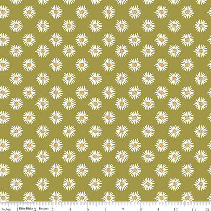 Handmade Valance or Curtain Panel Flora No. 6 Daisies Green