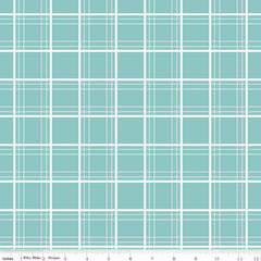 Ski Hill Ski Tracks Aqua Cotton Fabric