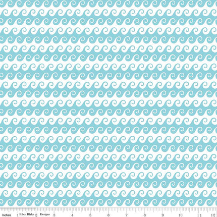 Free as the Ocean Waves Aqua Cotton Fabric