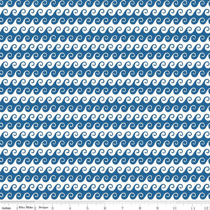 Free as the Ocean Waves Blue Cotton Fabric