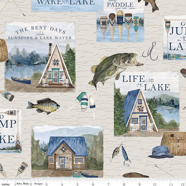 Single Layer Cotton Blanket - Wake at the Lake Main Tan Cotton