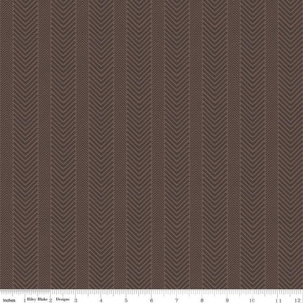 Wake at the Lake Herringbone Brown Cotton Fabric