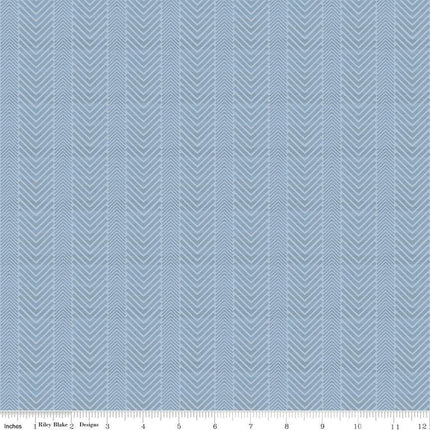 Wake at the Lake Herringbone Sky Cotton Fabric