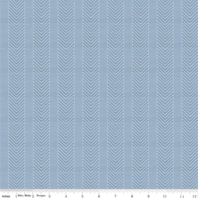 Wake at the Lake Herringbone Sky Cotton Fabric