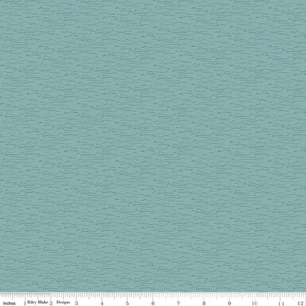 Wake at the Lake Water Teal Cotton Fabric