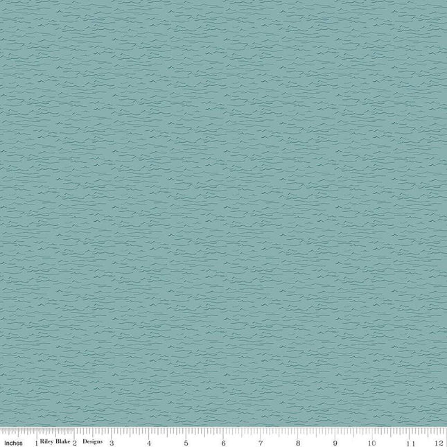 Wake at the Lake Water Teal Cotton Fabric