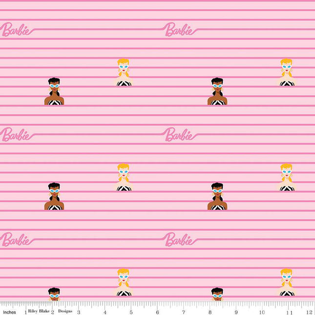 Barbie™ World Barbie Stripe Pink Cotton Fabric