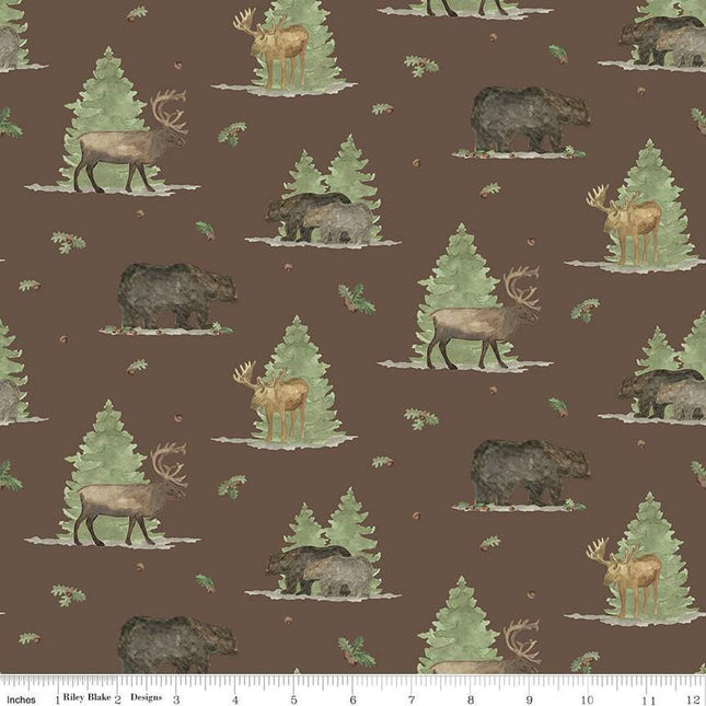 Handmade Valance or Curtain Panel Let's Get Lost in the Woods Main Brown