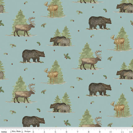 Handmade Placemat Or Table Runner Let's Get Lost in the Woods Main Vintage Blue