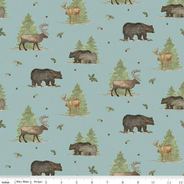 Handmade Valance or Curtain Panel Let's Get Lost in the Woods Main Vintage Blue