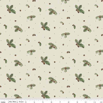 Handmade Placemat Or Table Runner Let's Get Lost in the Woods Acorns and Leaves Off White
