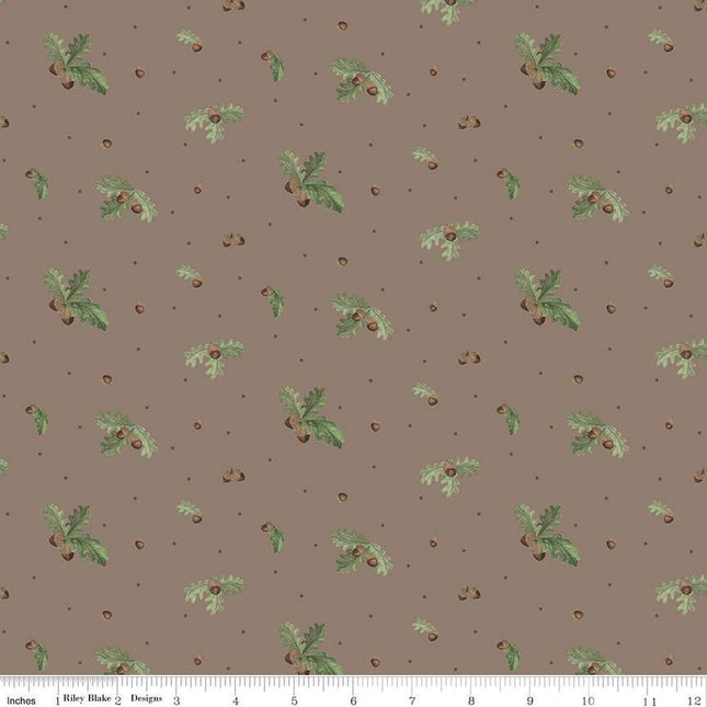 Handmade Valance or Curtain Panel Let's Get Lost in the Woods Acorns and Leaves Pebble