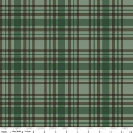 Handmade Valance or Curtain Panel Let's Get Lost in the Woods Plaid Green