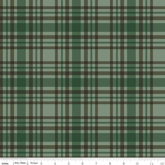 Handmade Valance or Curtain Panel Let's Get Lost in the Woods Plaid Green