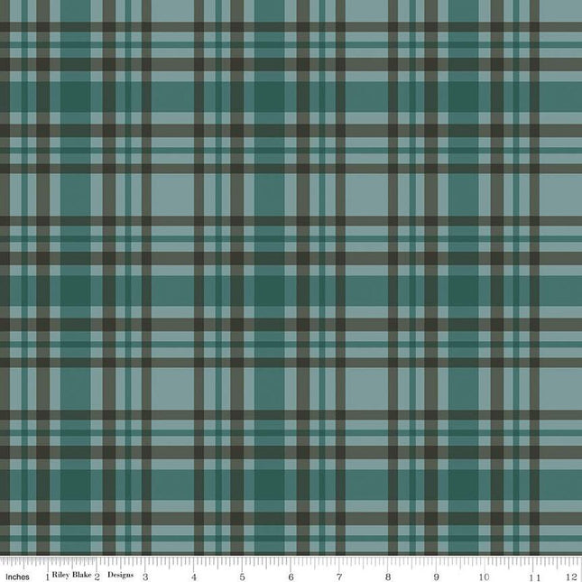 Handmade Valance or Curtain Panel Let's Get Lost in the Woods Plaid Teal