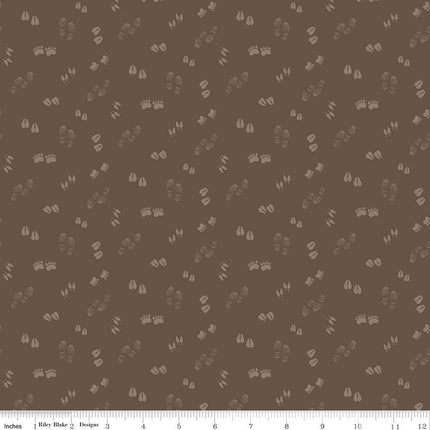 Handmade Placemat Or Table Runner Let's Get Lost in the Woods Tracks Brown