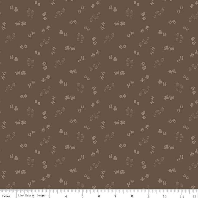 Handmade Valance or Curtain Panel Let's Get Lost in the Woods Tracks Brown