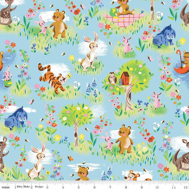 100 Aker Woods Main Sky Cotton Fabric