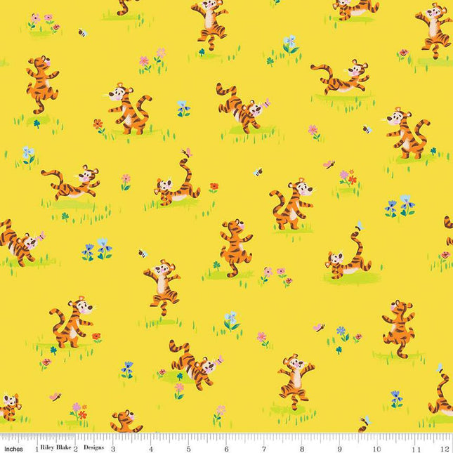 100 Aker Woods Tigger Bounce Yellow Cotton Fabric