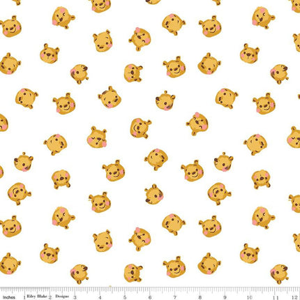 100 Aker Woods Pooh Brain White Cotton Fabric