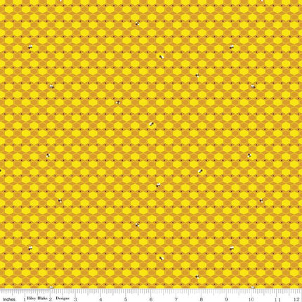 100 Aker Woods Honey Hex Gold Cotton Fabric