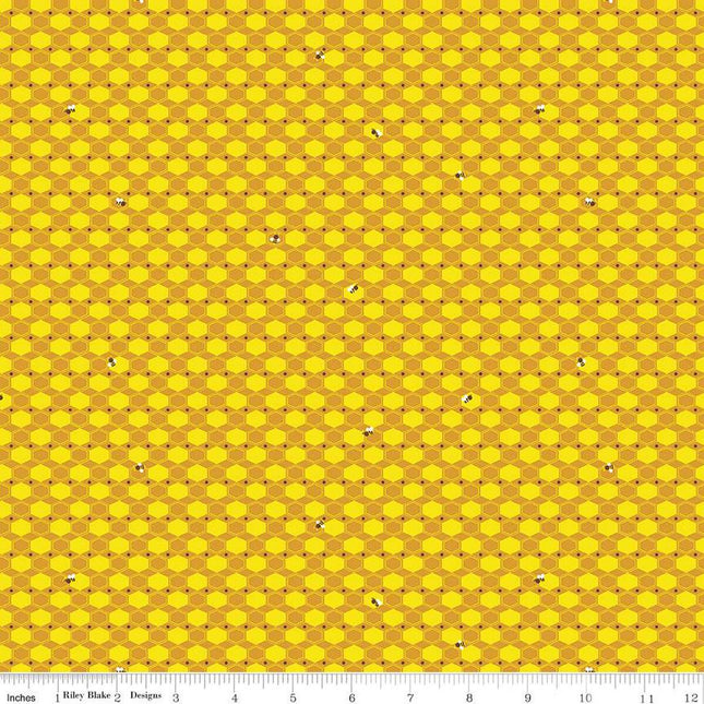 100 Aker Woods Honey Hex Gold Cotton Fabric