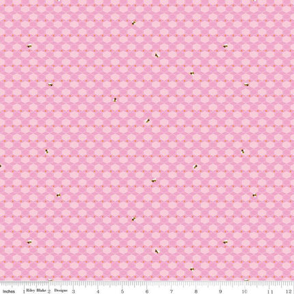 100 Aker Woods Honey Hex Pink Cotton Fabric
