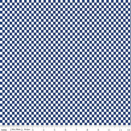 Hot Wheels Made to Race Checker Navy Cotton Fabric