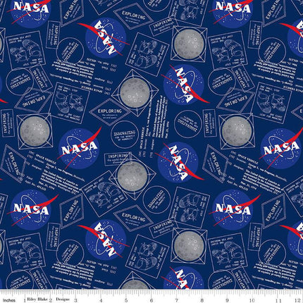 Handmade Placemat Or Table Runner Outer Space by NASA Moon Boots Navy