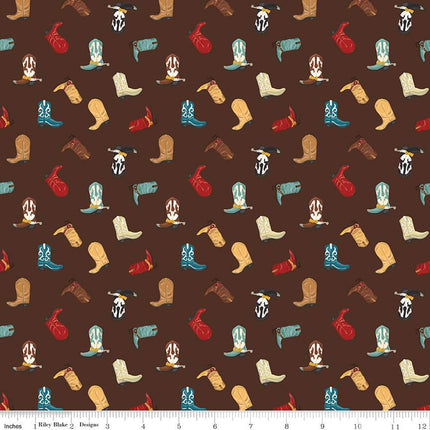 Handmade Valance or Curtain Panel Cowboys Boots Brown